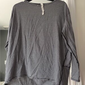 lululemon athletica Black and White Striped Long Sleeve back in action top